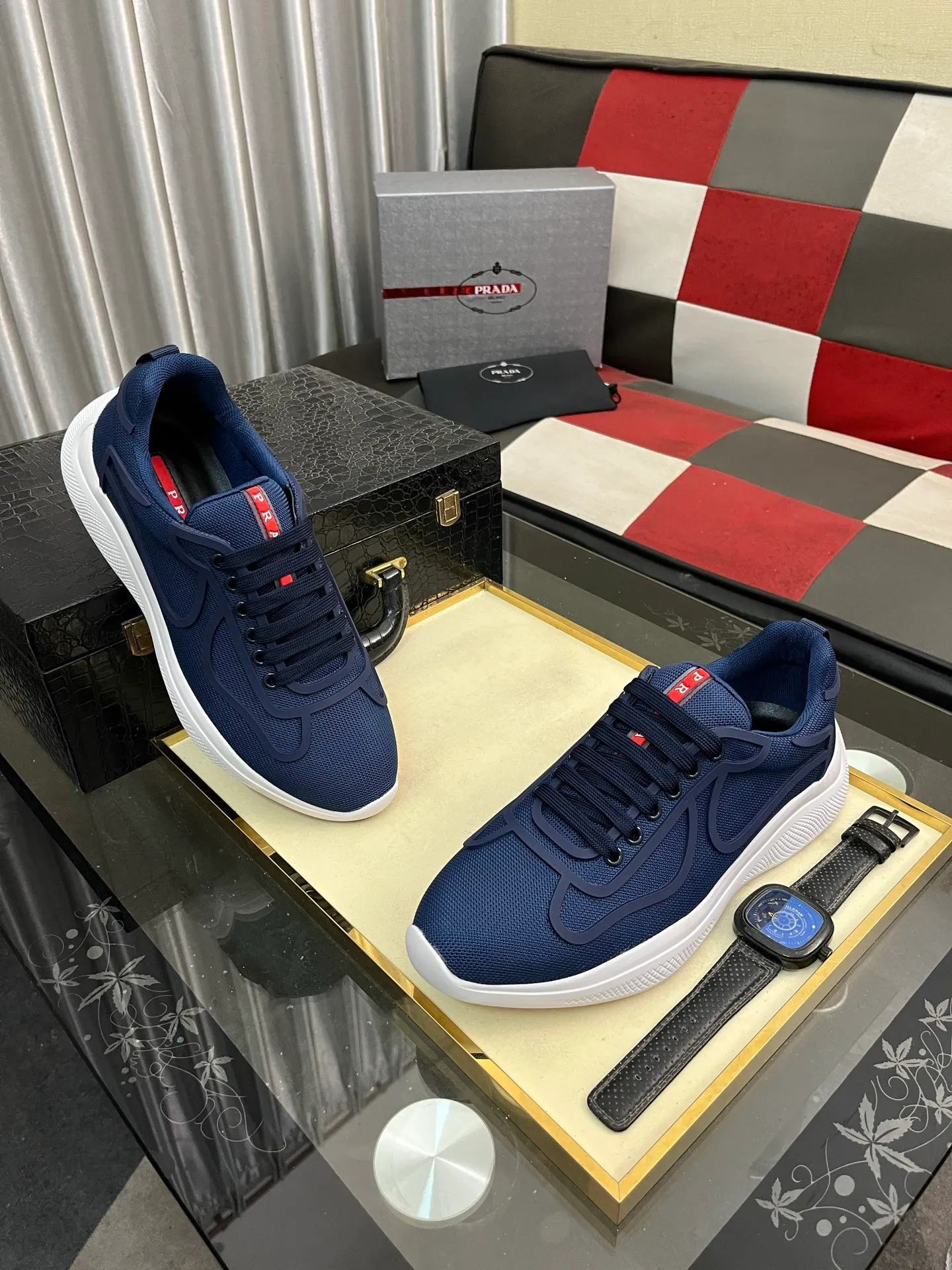 Men's shoes 💰400⌚️⌚️【PRADA】Prada casual shoes, originally developed 1:1, made of high-mercerized cowhide with imported cowhide, silk sheepskin lining, rubber outsole, comfortable and soft on the foot, size: 38-444️⃣Colors available